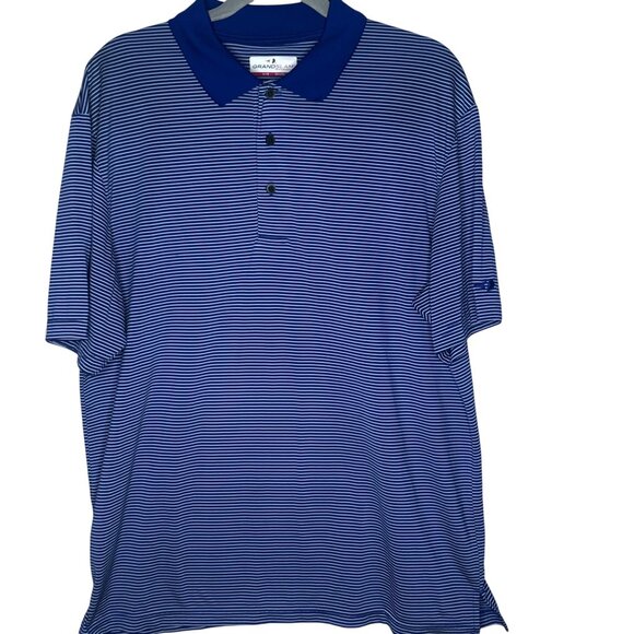 Grand Slam Performance Mens Striped Polo Shirt Blue & White Size L Golf Wear - Picture 1 of 8